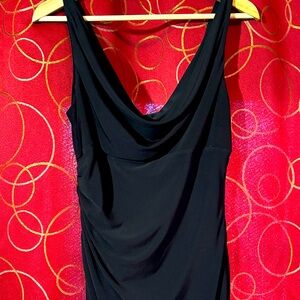 White House, Black Market, black dress, draping neck line, womens size 8
